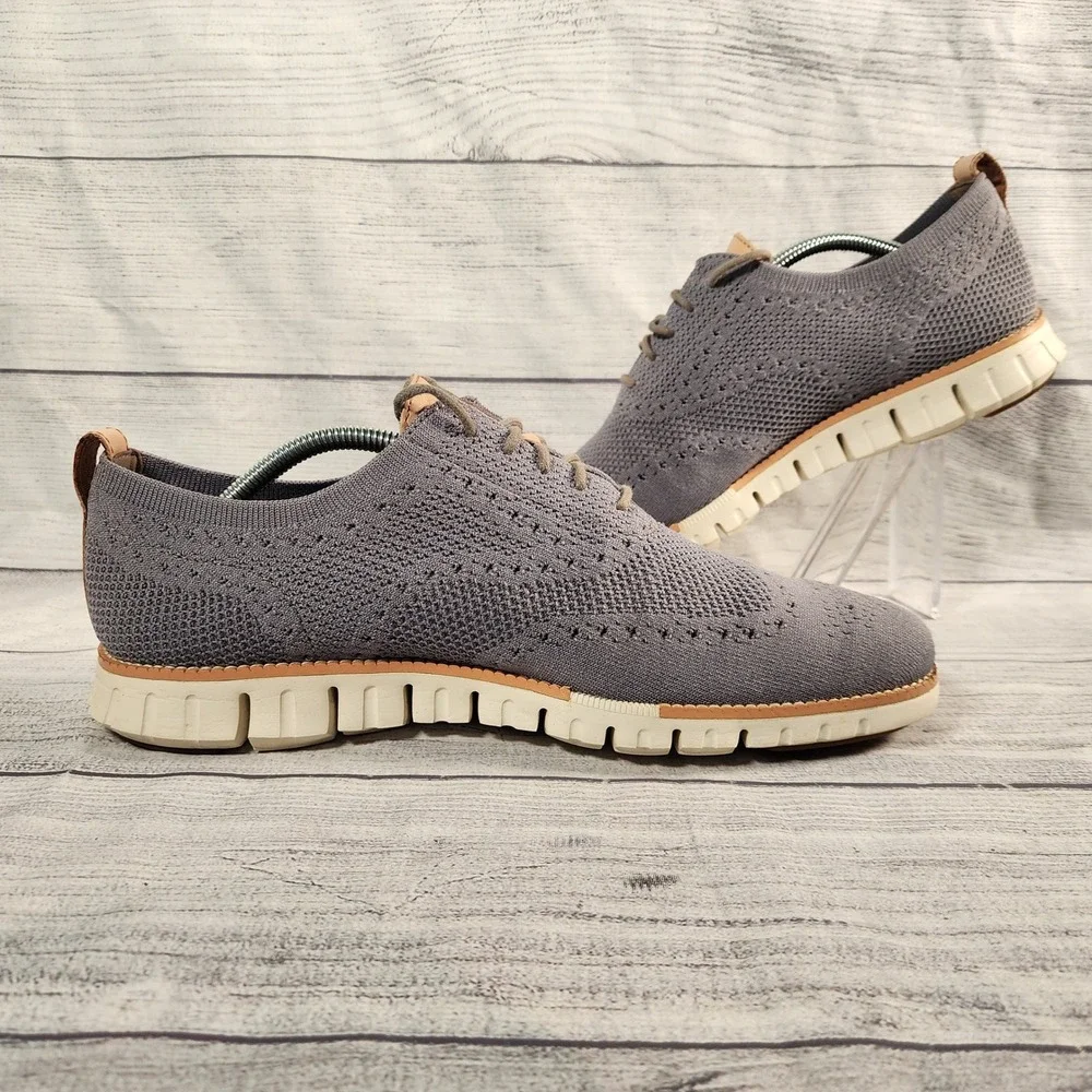 Cole Haan Zerogrand Mens 10.5 M Stitchlite Wingtip Oxford Grey Knit Shoes C24944